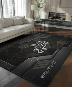 Chicago White Sox Rug - Hexagonal Grid Pattern Black