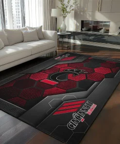 Cincinnati Bearcats Rug - Hexagonal Grid Pattern Red