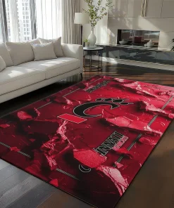 Cincinnati Bearcats Rug - Cracked Surface Design Red