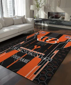Cincinnati Bengals Rug - Customized Football Laces Orange