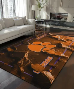 Clemson Tigers Rug - Cracked Surface Design Orange