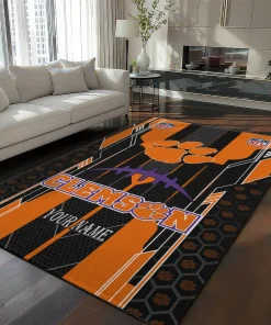 Clemson Tigers Rug - Personalized Football Laces Orange