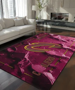 Cleveland Cavaliers Rug - Cracked Surface Design Wine