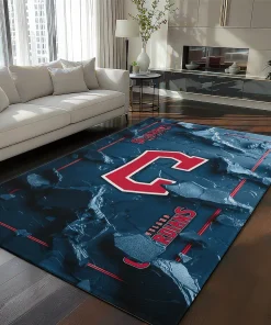 Cleveland Guardians Rug - Cracked Surface Design Navy Blue
