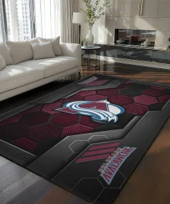 Colorado Avalanche Rug - Hexagonal Grid Pattern Burgundy