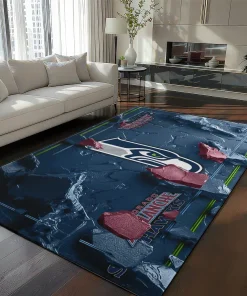 Seattle Seahawks Rug - Cracked Surface Design Blue