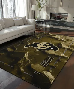 Colorado Buffaloes Rug - Cracked Surface Design Gold