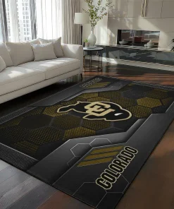Colorado Buffaloes Rug - Hexagonal Grid Pattern Black