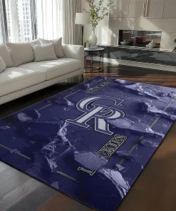 Colorado Rockies Rug - Cracked Surface Design Blue