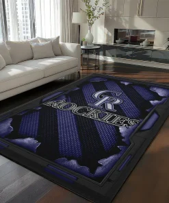 Colorado Rockies Rug - Torn Mesh Blue