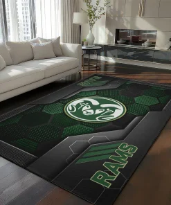 Colorado State Rams Rug - Hexagonal Grid Pattern Green