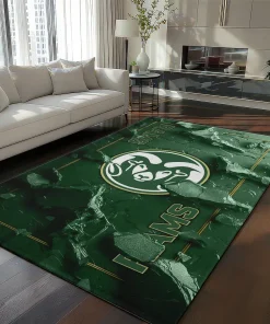 Colorado State Rams Rug - Cracked Surface Design Green