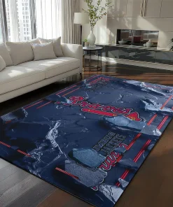 Columbus Blue Jackets Rug - Cracked Surface Design Navy Blue