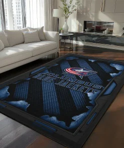 Columbus Blue Jackets Rug - Torn Mesh Navy Blue