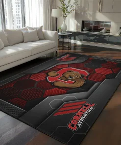 Cornell Big Red Rug - Hexagonal Grid Pattern Red