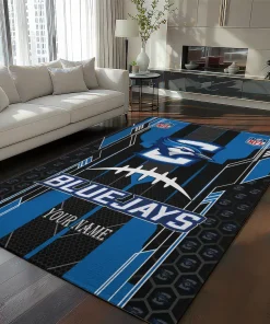 Creighton Bluejays Rug - Customized Football Laces Blue