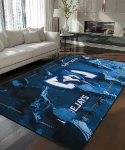 Creighton Bluejays Rug - Cracked Surface Design Blue