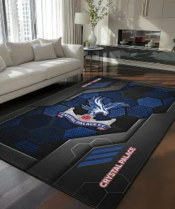 Crystal Palace Rug - Hexagonal Grid Pattern Blue