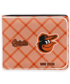 Baltimore Orioles Wallet - Custom Plaid Grid Orange