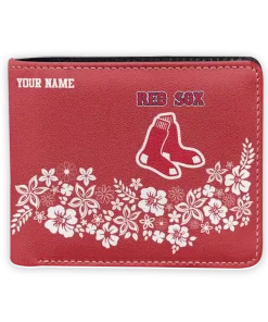 Boston Red Sox Wallet - Custom Floral Cluster Red White