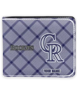Colorado Rockies Wallet - Custom Plaid Grid Blue