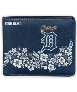 Detroit Tigers Wallet - Custom Floral Cluster Navy White