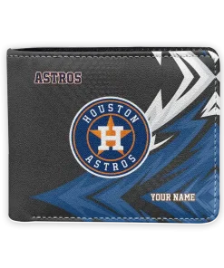 Houston Astros Wallet - Custom Sharp Arrow Streaks Blue Black