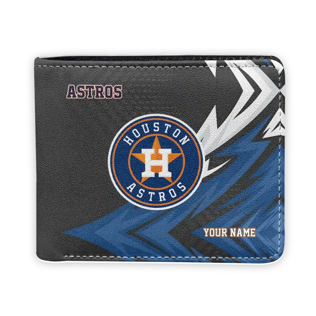 Houston Astros Wallet - Custom Sharp Arrow Streaks Blue Black
