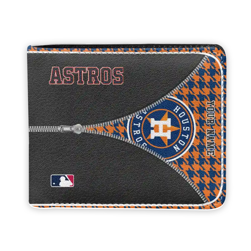 Houston Astros Wallet - Custom Zipper Split Orange Black