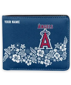 Los Angeles Angels Wallet - Custom Floral Cluster Blue White