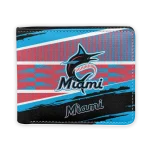 Miami Marlins Wallet - Custom Checkerboard Brush Blue Red