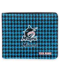 Miami Marlins Wallet - Custom Classic Houndstooth Blue