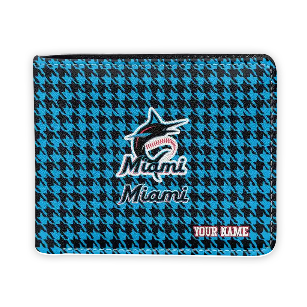 Miami Marlins Wallet - Custom Classic Houndstooth Blue