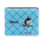 Miami Marlins Wallet - Custom Plaid Grid Blue