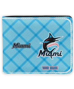 Miami Marlins Wallet - Custom Plaid Grid Blue