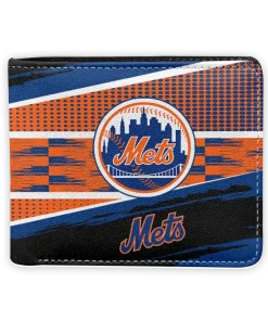 New York Mets Wallet - Custom Checkerboard Brush Blue Orange