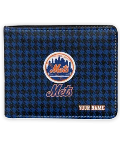 New York Mets Wallet - Custom Classic Houndstooth Blue