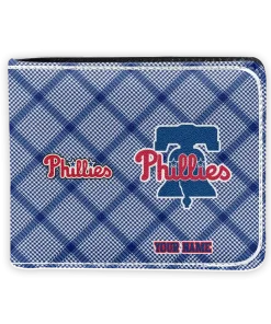 Philadelphia Phillies Wallet - Custom Plaid Grid Blue