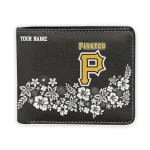 Pittsburgh Pirates Wallet - Custom Floral Cluster Black White