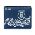 Seattle Mariners Wallet - Custom Floral Cluster Navy Blue White