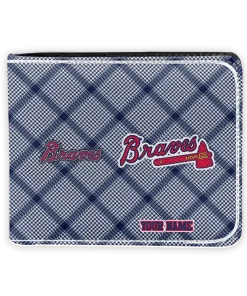 Atlanta Braves Wallet - Customized Plaid Grid Navy