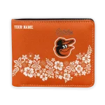 Baltimore Orioles Wallet - Customized Floral Cluster Orange White