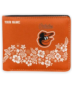 Baltimore Orioles Wallet - Customized Floral Cluster Orange White