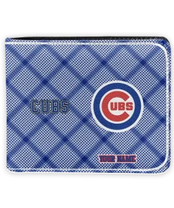 Chicago Cubs Wallet - Customized Plaid Grid Blue