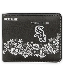 Chicago White Sox Wallet - Customized Floral Cluster Black White