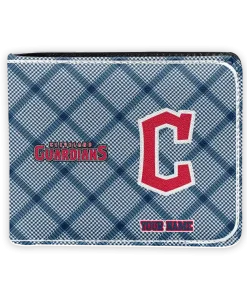 Cleveland Guardians Wallet - Customized Plaid Grid Navy Blue