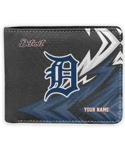 Detroit Tigers Wallet - Customized Sharp Arrow Streaks Navy Black