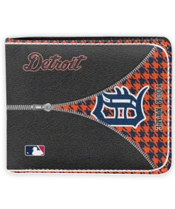 Detroit Tigers Wallet - Customized Zipper Split Orange Black