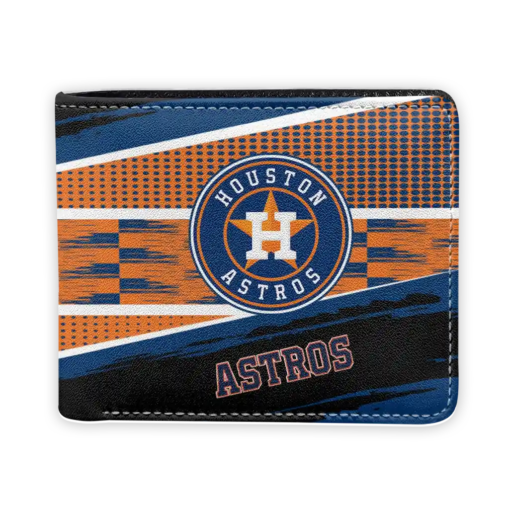 Houston Astros Wallet - Customized Checkerboard Brush Blue Orange
