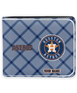 Houston Astros Wallet - Customized Plaid Grid Blue